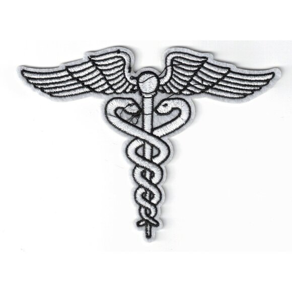 Unbranded Other - Medical Caduceus Symbol - Doctor Nurse 4in Embroidered Iron-on Patch